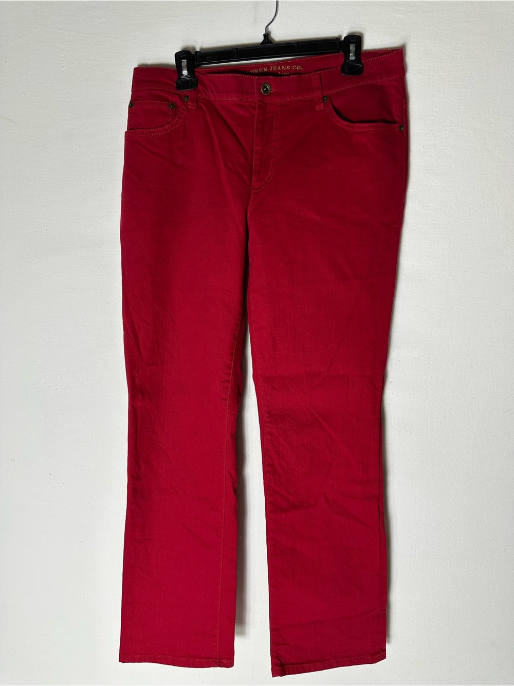 Vintage Lauren Ralph Lauren Red Mid Rise Straight Leg Stretch Denim Jeans 12